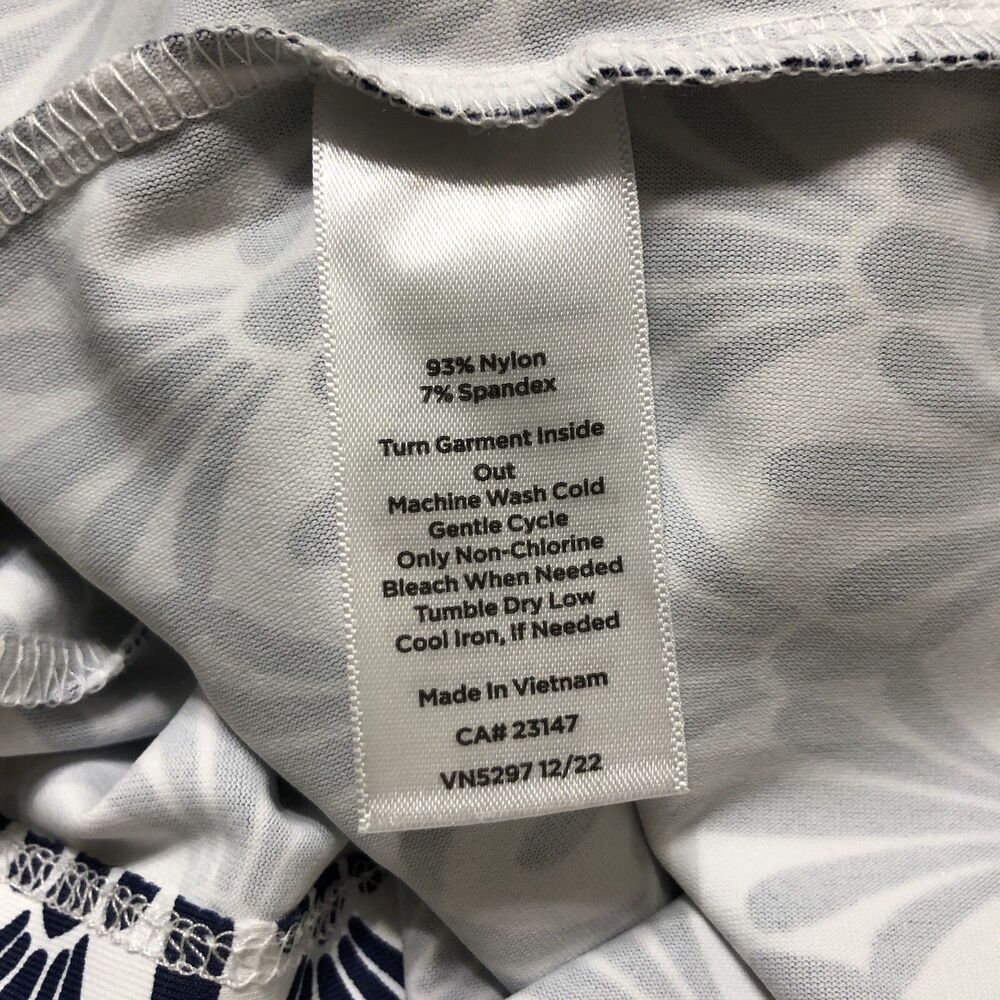 Talbots Effortless Jersey Dress S Blue White Fan Print Sleeveless V Neck Coastal - Picture 8 of 13
